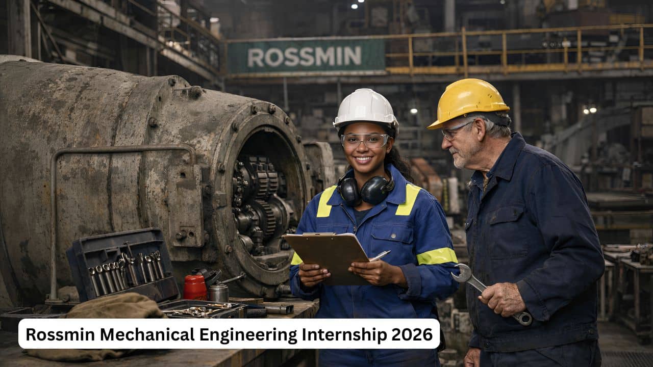 Young mechanical engineering intern inspecting industrial equipment during a Rossmin engineering internship