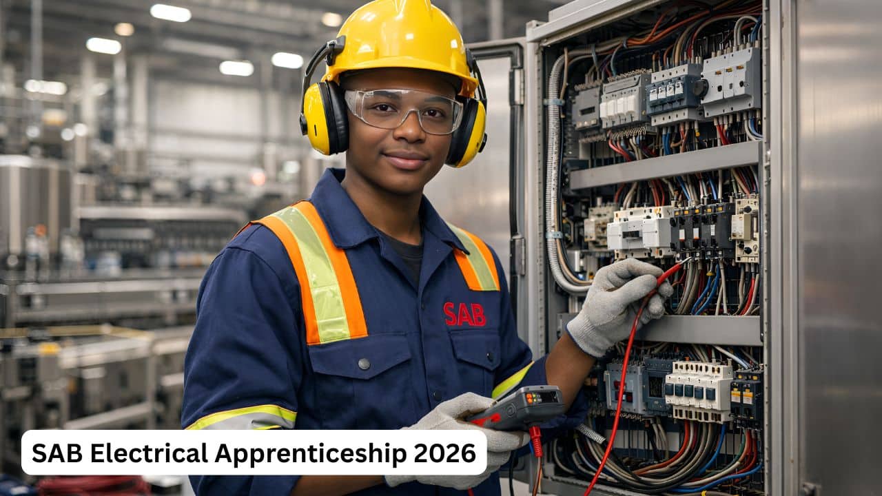 Young apprentice working on electrical systems in a manufacturing plant during the SAB Electrical Apprenticeship 2026
