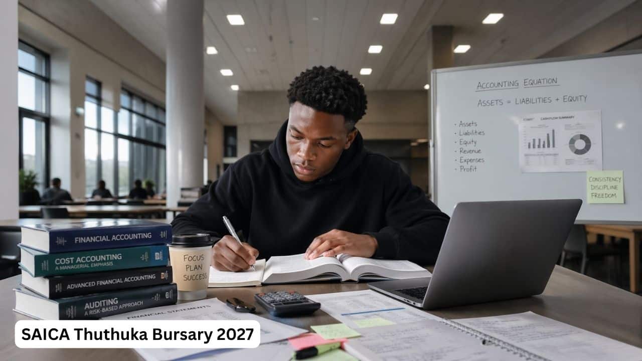 Young South African accounting student preparing for the SAICA Thuthuka Bursary 2027