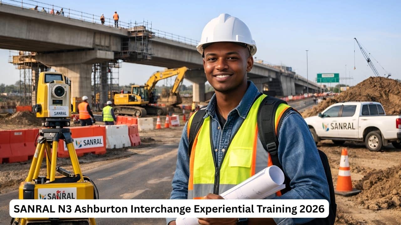 SANRAL N3 Ashburton Interchange experiential training student on a road construction site