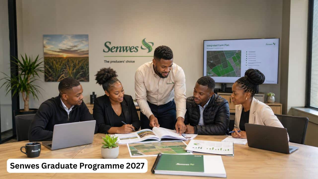 Young South African graduates receiving professional training through the Senwes Graduate Programme.