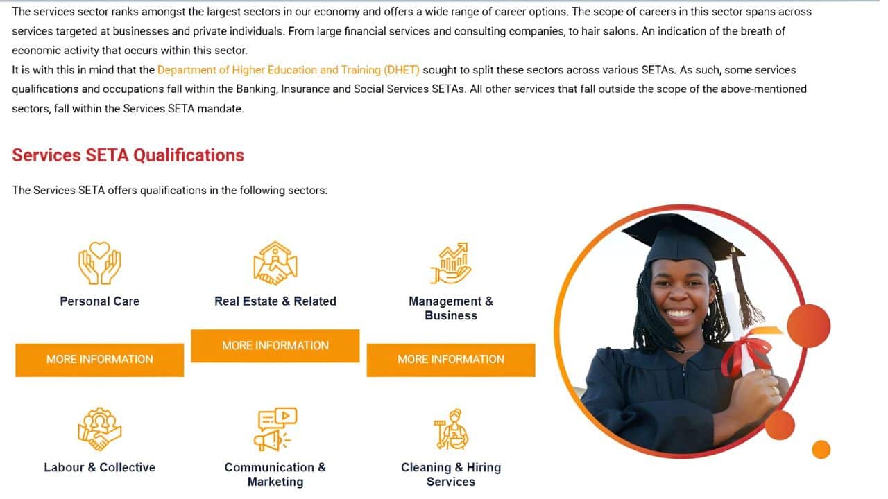 Services SETA Learner Portal for learnership opportunities