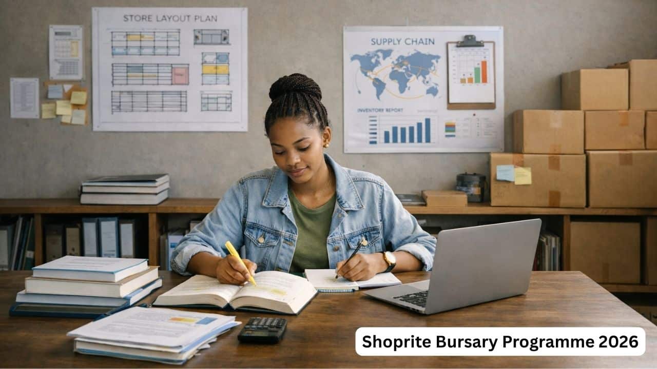 Young South African student studying with support linked to the Shoprite Bursary Programme 2026