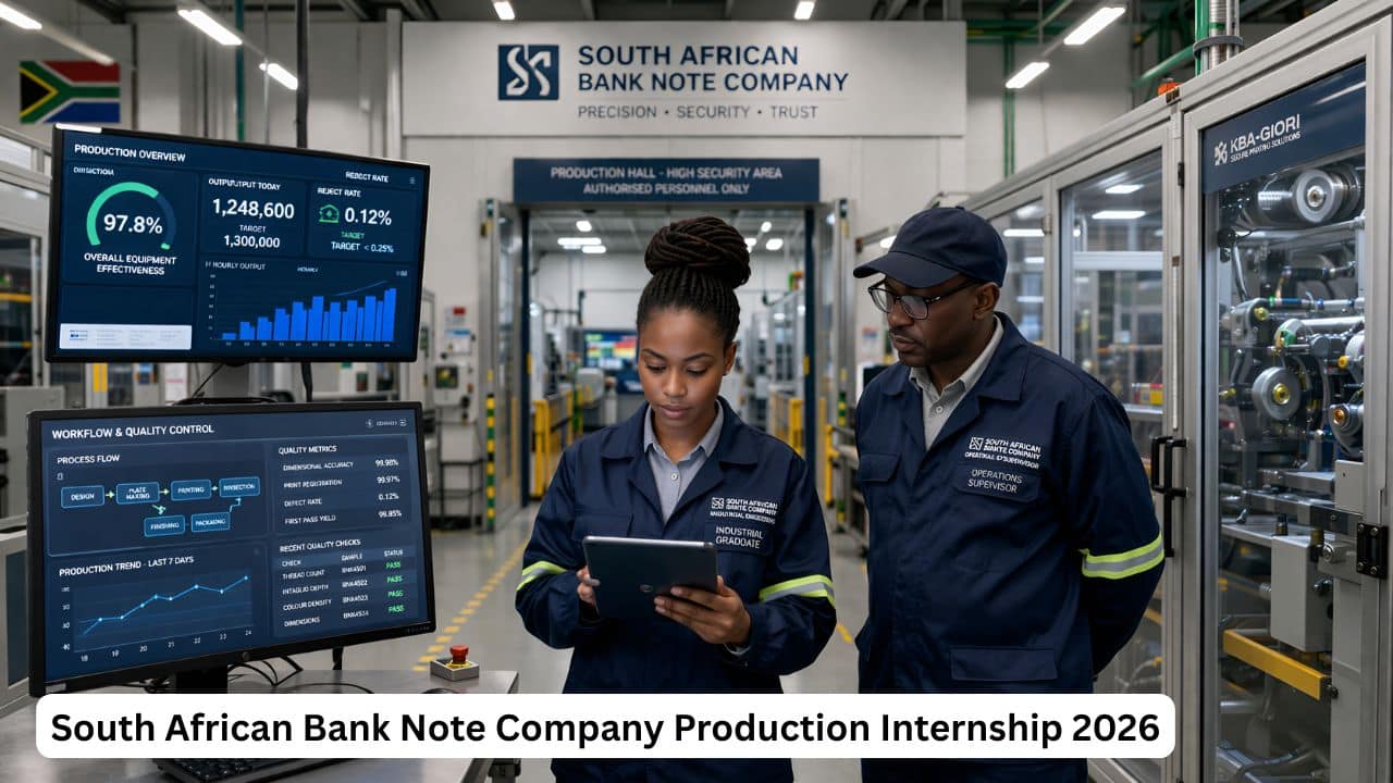 South African Bank Note Company Production Internship 2026 for Industrial Engineering graduates in Pretoria