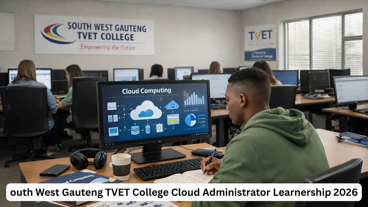Young South African learner attending cloud computing training at South West Gauteng TVET College