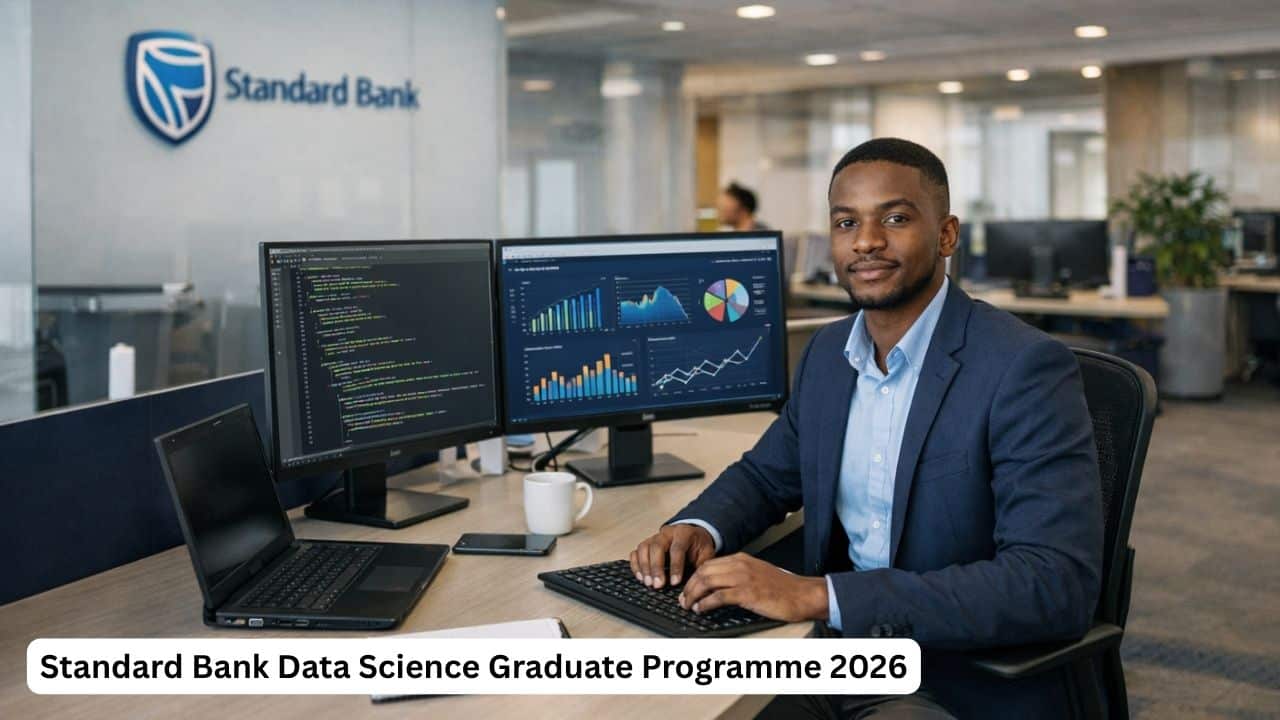 South African graduate working on analytics dashboards in Standard Bank’s data science graduate programme