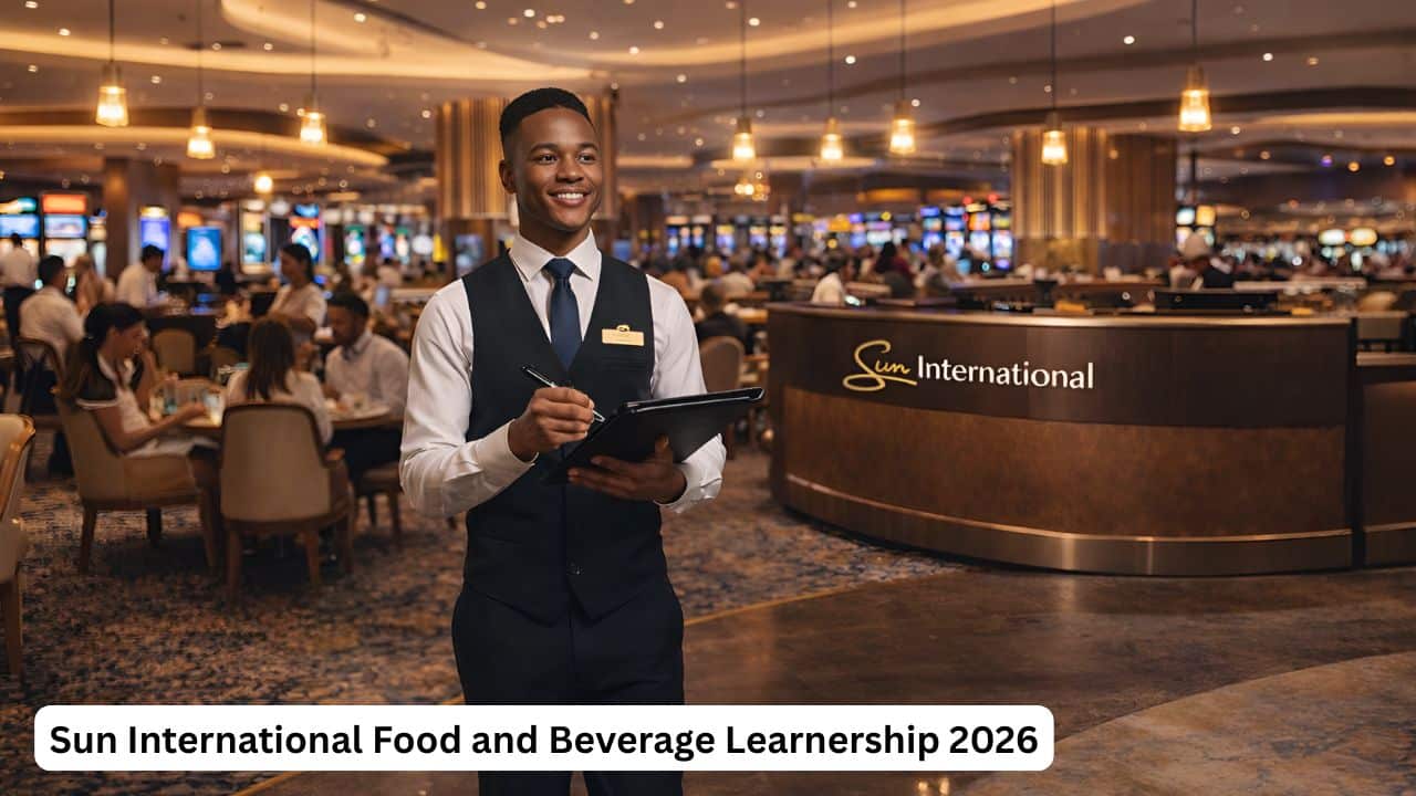 Young South African hospitality trainee in a food and beverage service environment at Sun International