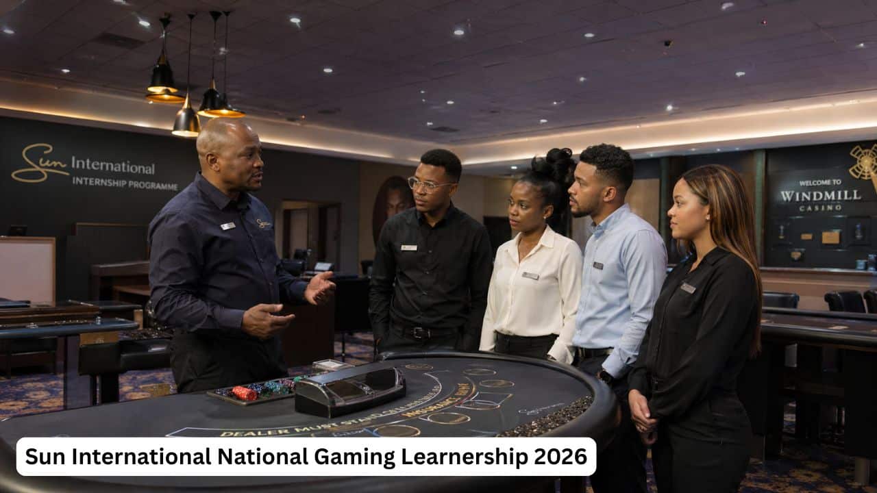 Young South African learners receiving gaming operations training for the Sun International National Gaming Learnership 2026