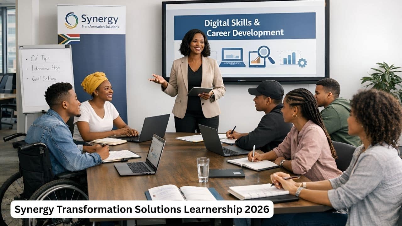 Young South African learnership participants in a modern training session at Synergy Transformation Solutions