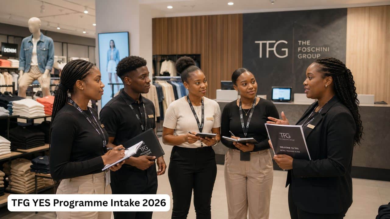 Young South African youth receiving retail workplace training through the TFG YES Programme.