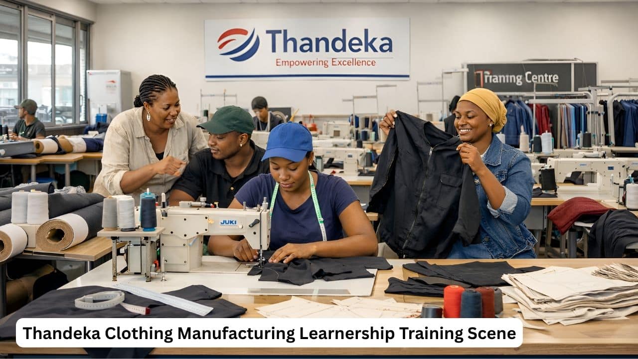 South African learners in a clothing manufacturing training workshop during the Thandeka learnership