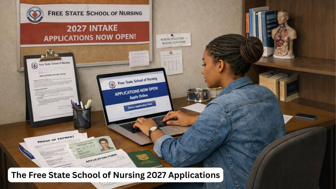 South African nursing applicant completing an online application for The Free State School of Nursing 2027 intake