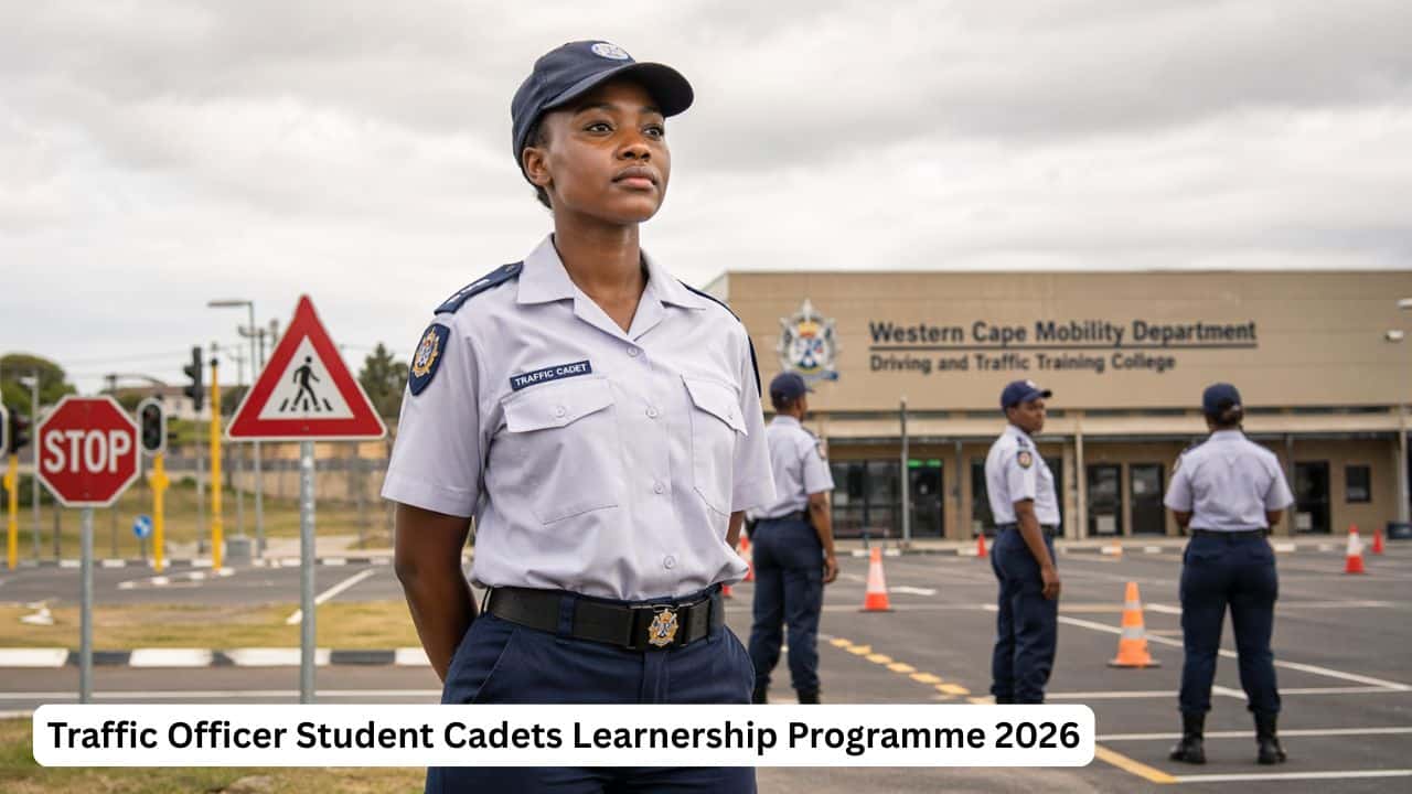 Traffic officer student cadet in training during the 2026 learnership programme