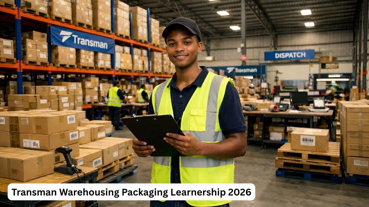 Transman warehousing packaging learnership candidate in a professional warehouse environment