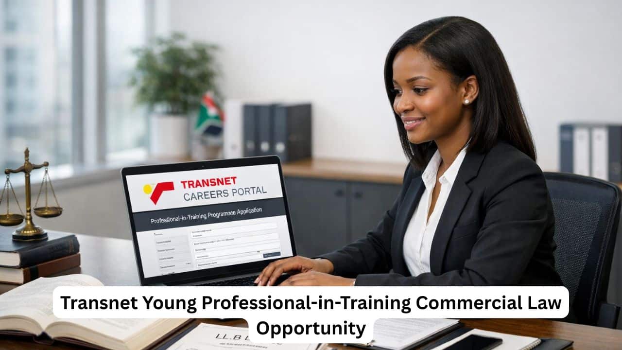 Young South African Commercial Law graduate applying online for a Transnet trainee opportunity