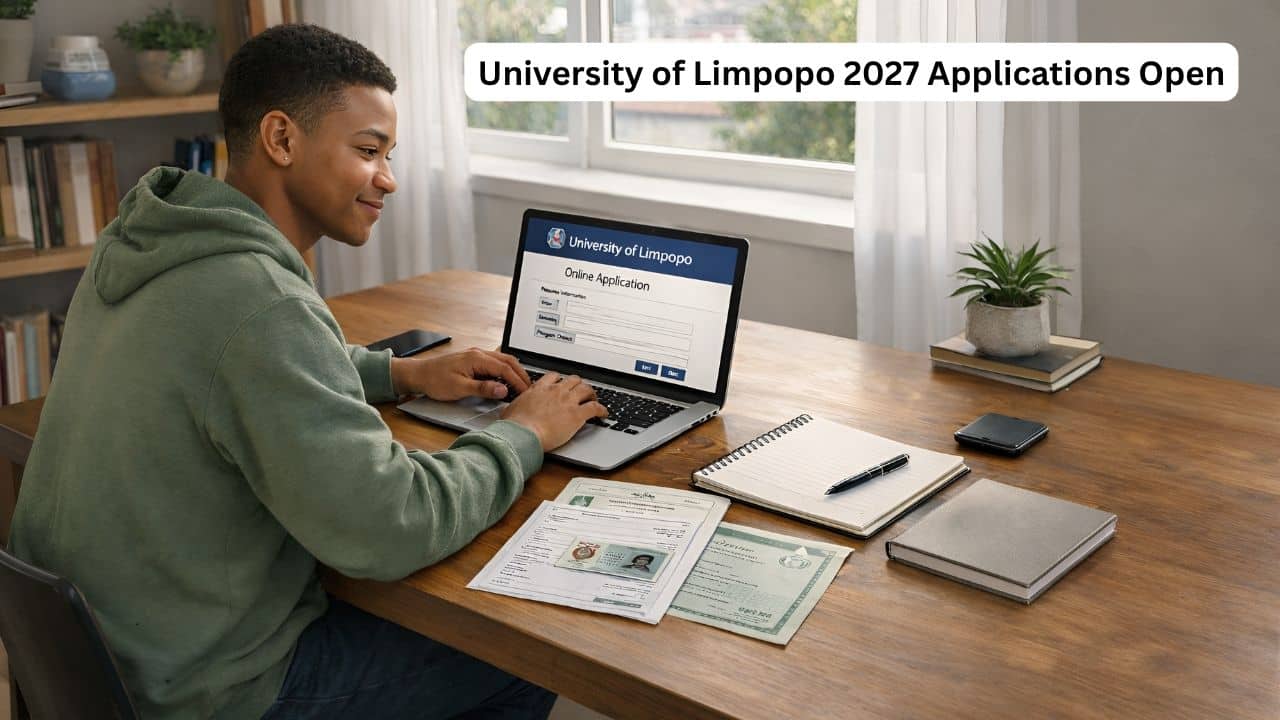 South African student completing a University of Limpopo 2027 online application on a laptop