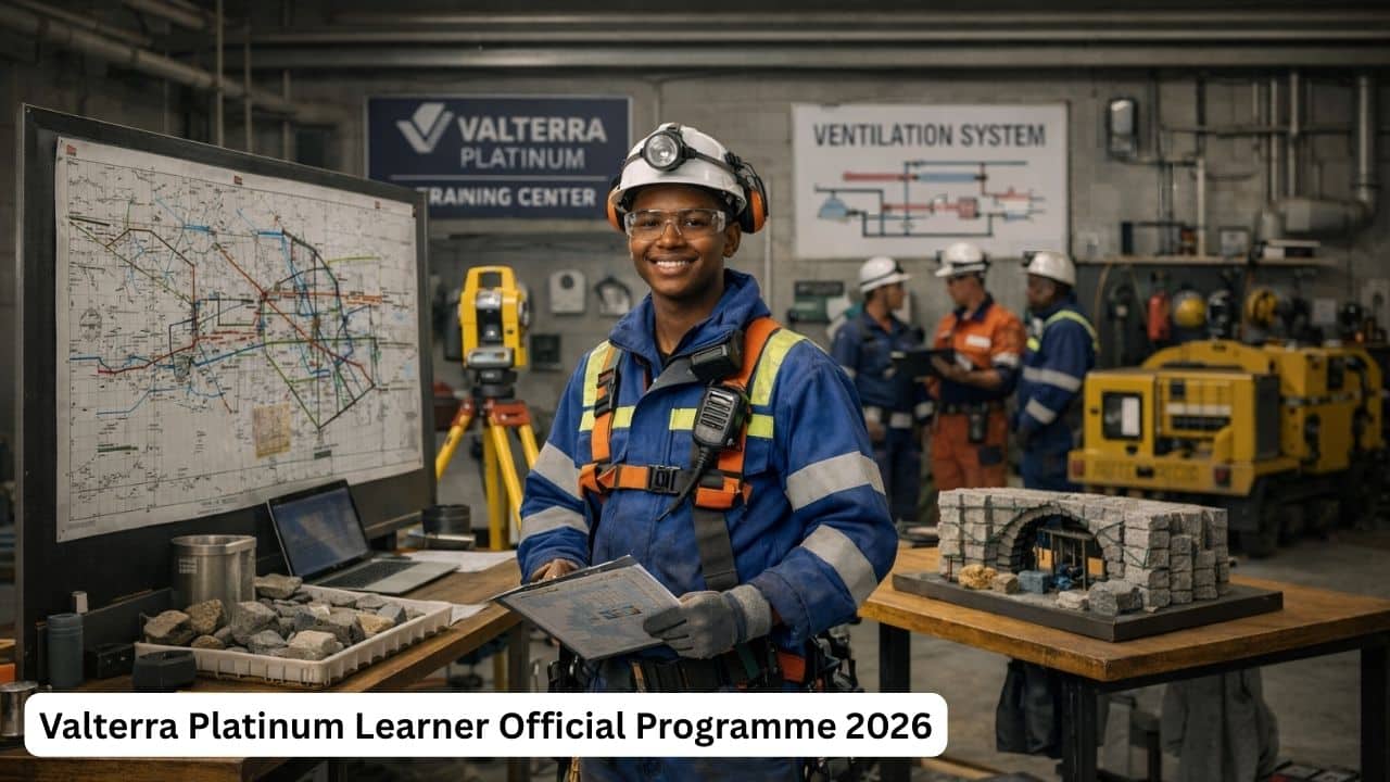 Young South African mining learner in safety gear during technical training at Valterra Platinum