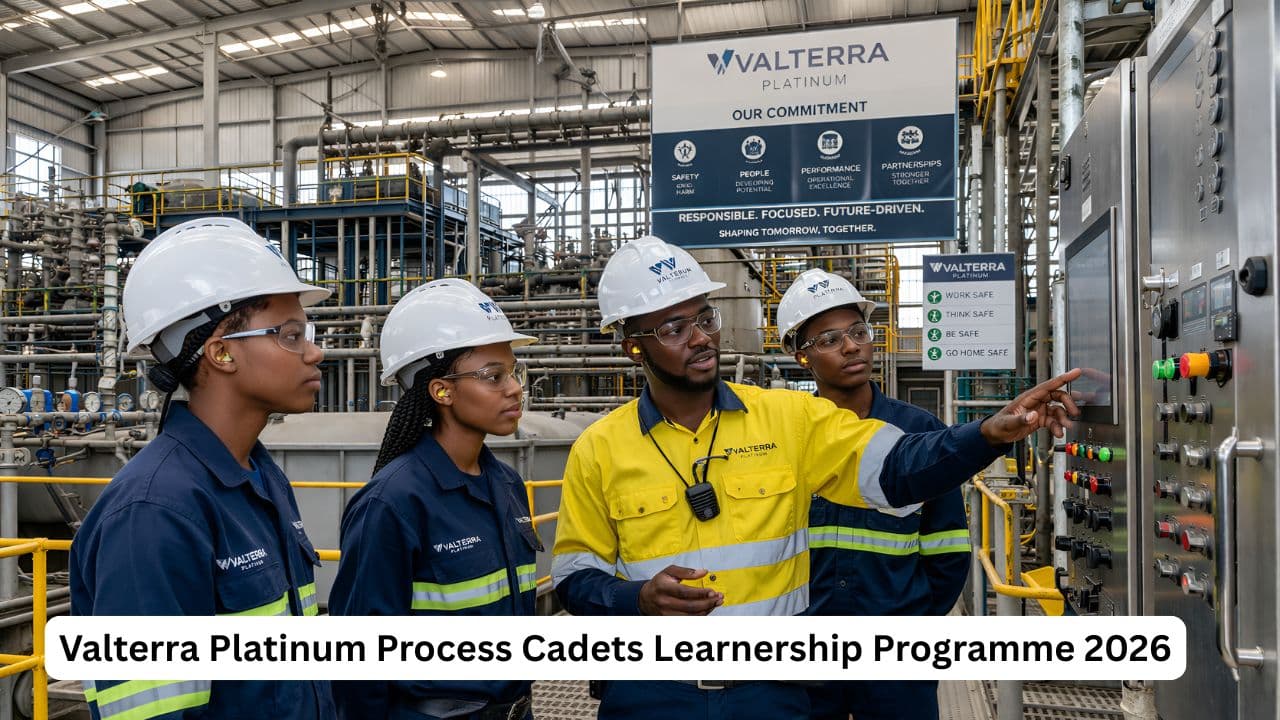 South African process cadets receiving practical training inside a platinum processing plant