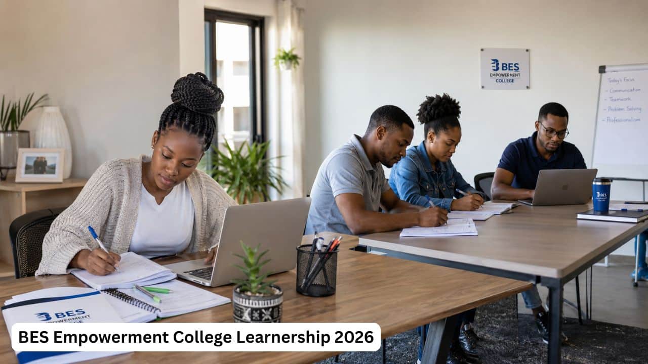 Young South African learners completing assignments for the BES Empowerment College Learnership.