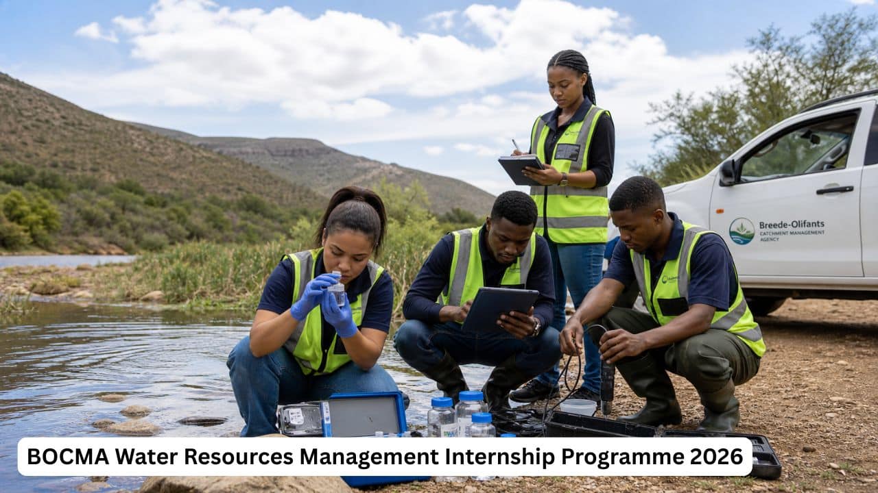 Young South African graduates gaining water resources management experience through environmental fieldwork.