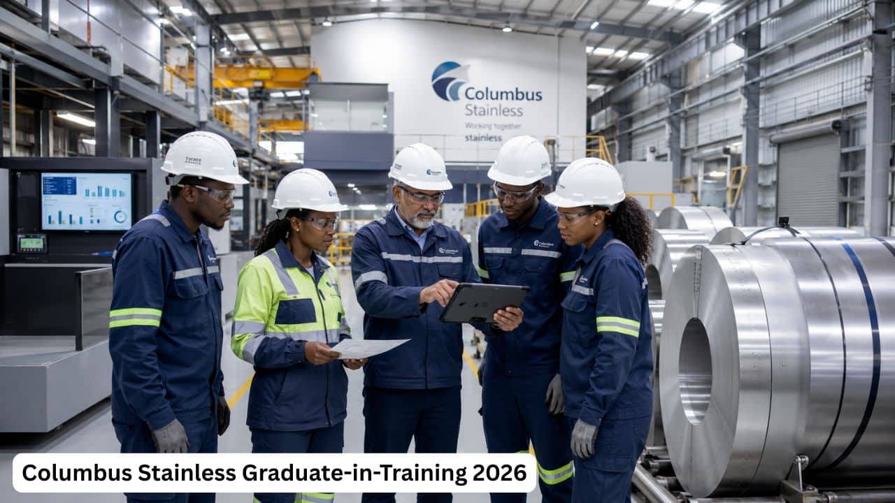 Young South African graduates receiving workplace training at Columbus Stainless