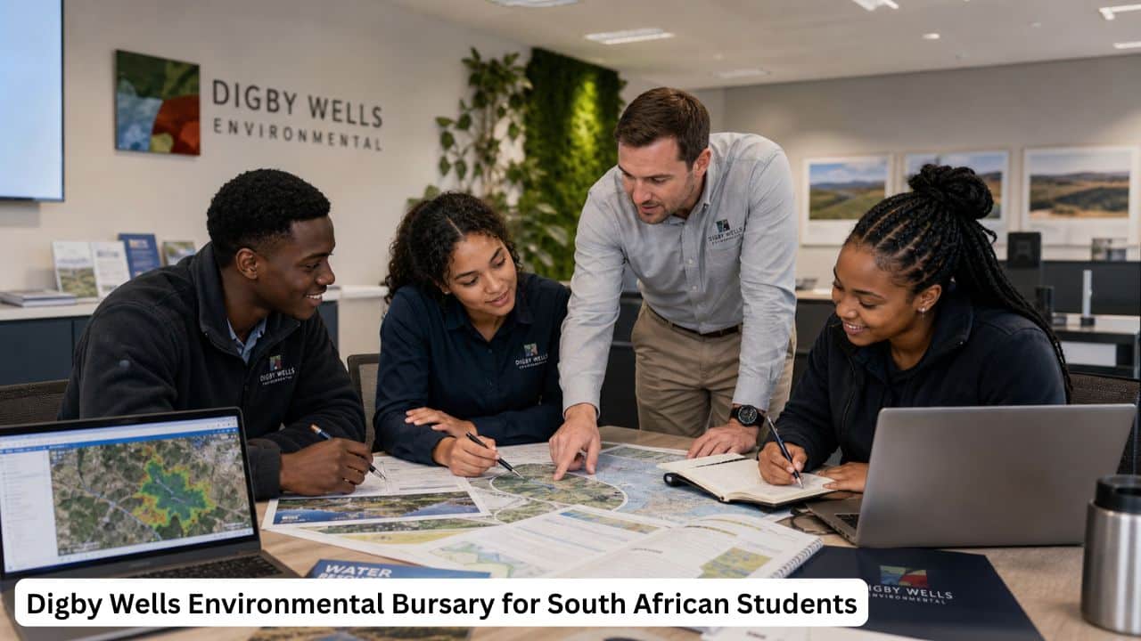 South African environmental science students reviewing GIS maps and water data with a professional mentor.