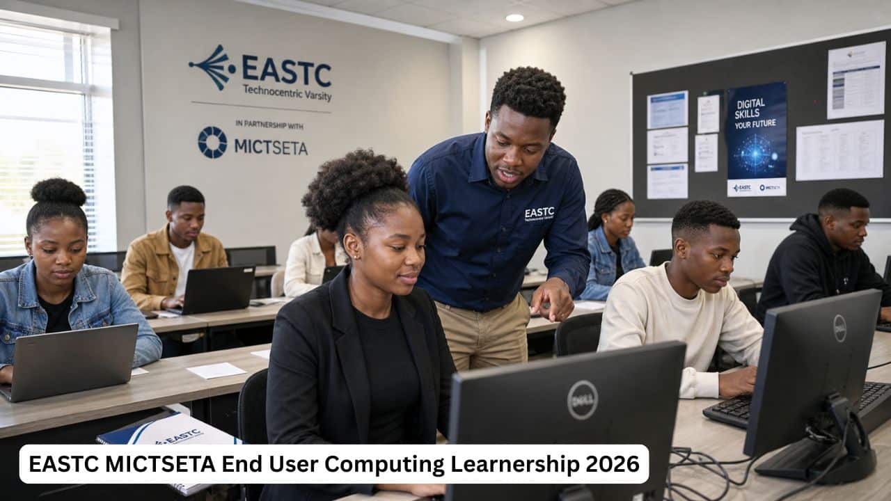 Young South African learners attending an EASTC MICTSETA End User Computing NQF Level 3 learnership.
