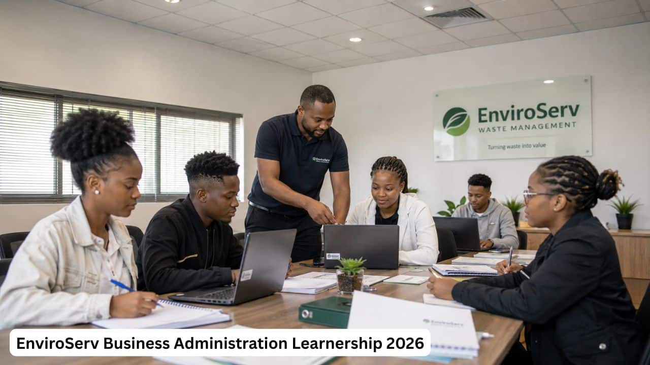 Young South African learners attending EnviroServ business administration learnership training