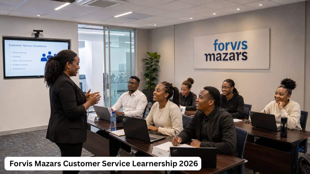 Young South African learners attending customer service training at Forvis Mazars