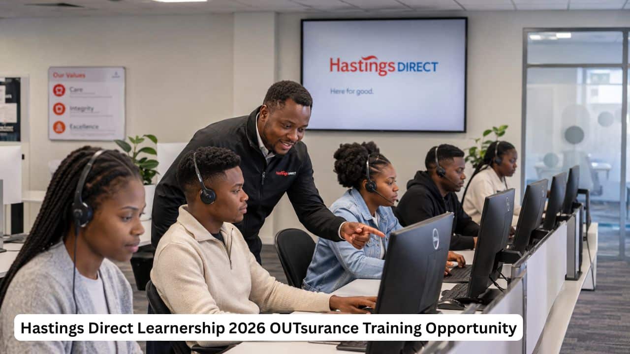 Young South African learners in a call centre training environment for the Hastings Direct Learnership 2026