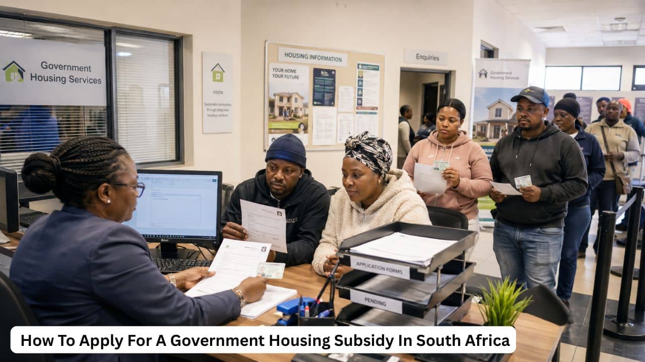 South African residents applying for a government housing subsidy at a municipal housing office