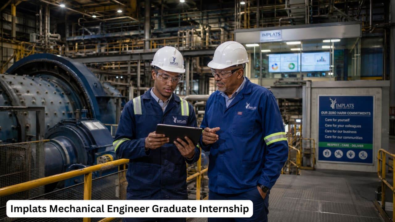Young South African Mechanical Engineering graduate gaining production exposure during an Implats graduate internship.