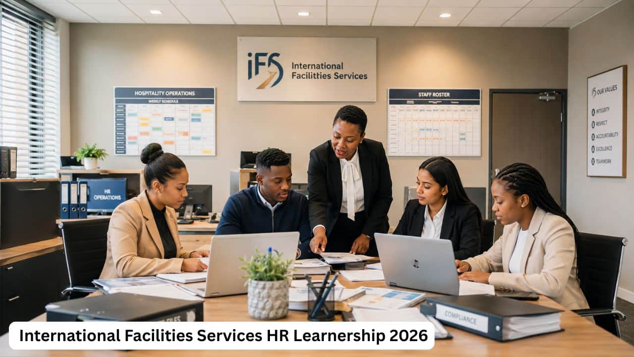 Young South African HR learners reviewing employee records at International Facilities Services