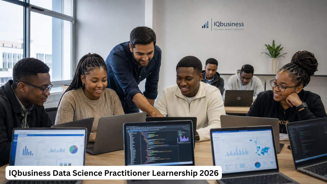 Young South African learners working on laptops during the IQbusiness Data Science Practitioner Learnership