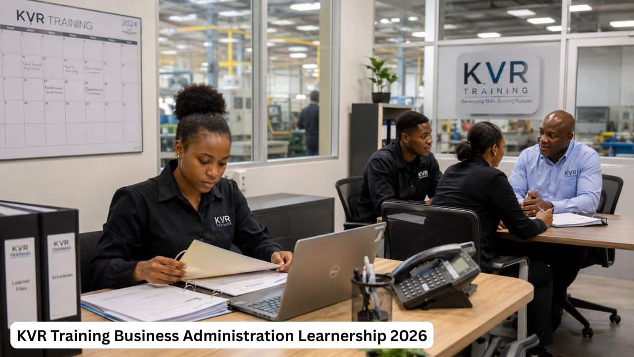 Young South African learners gaining office administration experience through the KVR Training Business Administration Learnership 2026