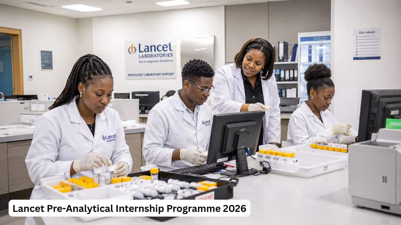 Young South African interns supporting pathology sample registration for the Lancet Pre-Analytical Internship Programme 2026