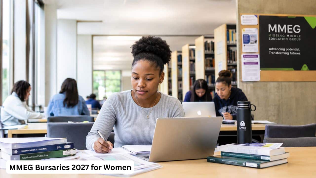 South African woman university student studying for the MMEG Bursaries 2027 application
