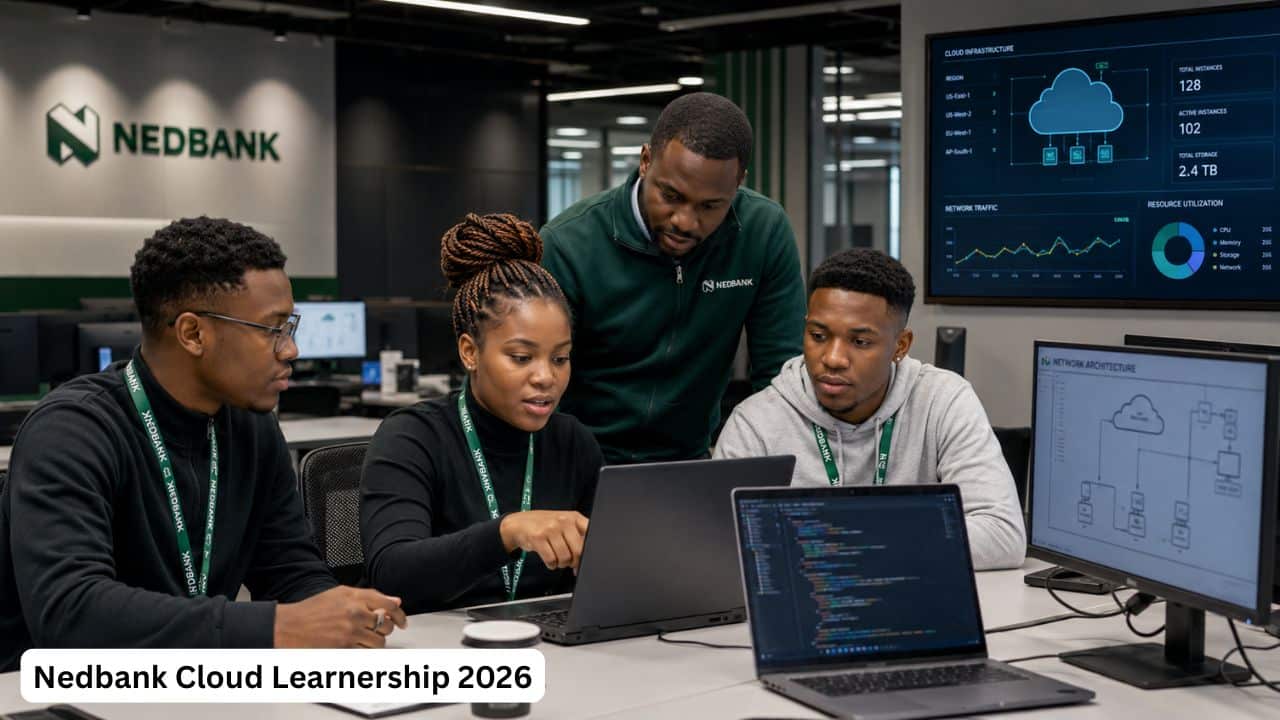 Young South African IT learners gaining cloud computing experience at Nedbank
