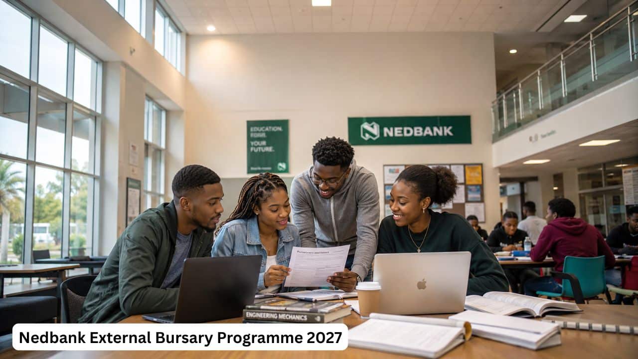 Young South African students preparing applications for the Nedbank External Bursary Programme 2027.