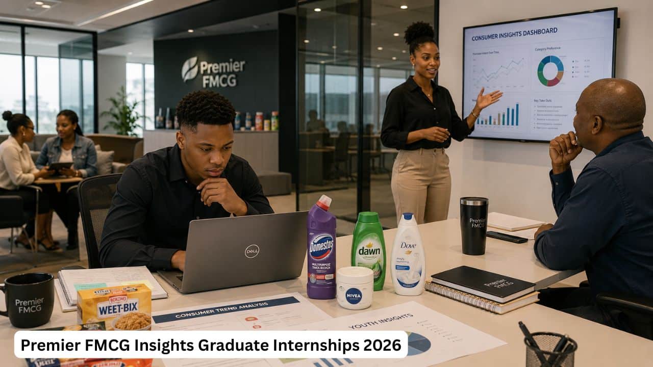 South African graduates analysing consumer insights data for the Premier FMCG Insights Graduate Internships 2026 programme