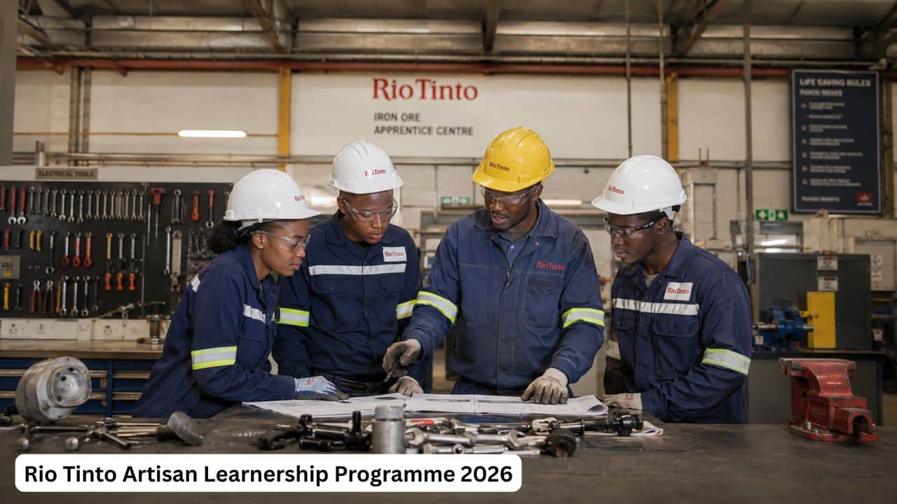 Young South African artisan learners gaining trade training experience at Rio Tinto