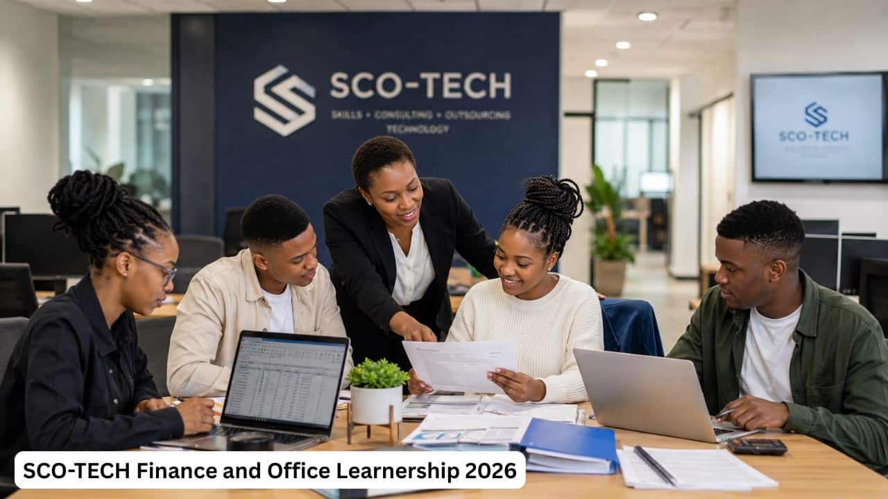 Young South African learners gaining finance and office administration workplace experience through the SCO-TECH Learnership 2026
