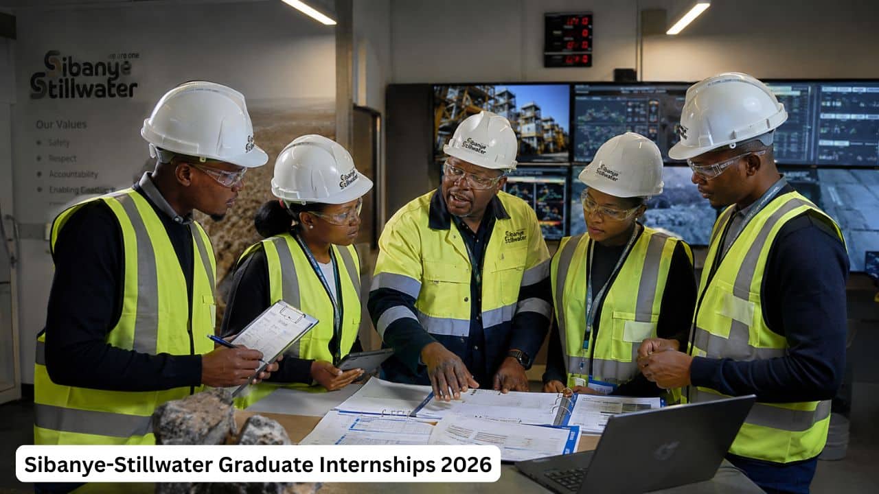 Young South African graduate interns receiving mining industry training with a professional mentor.