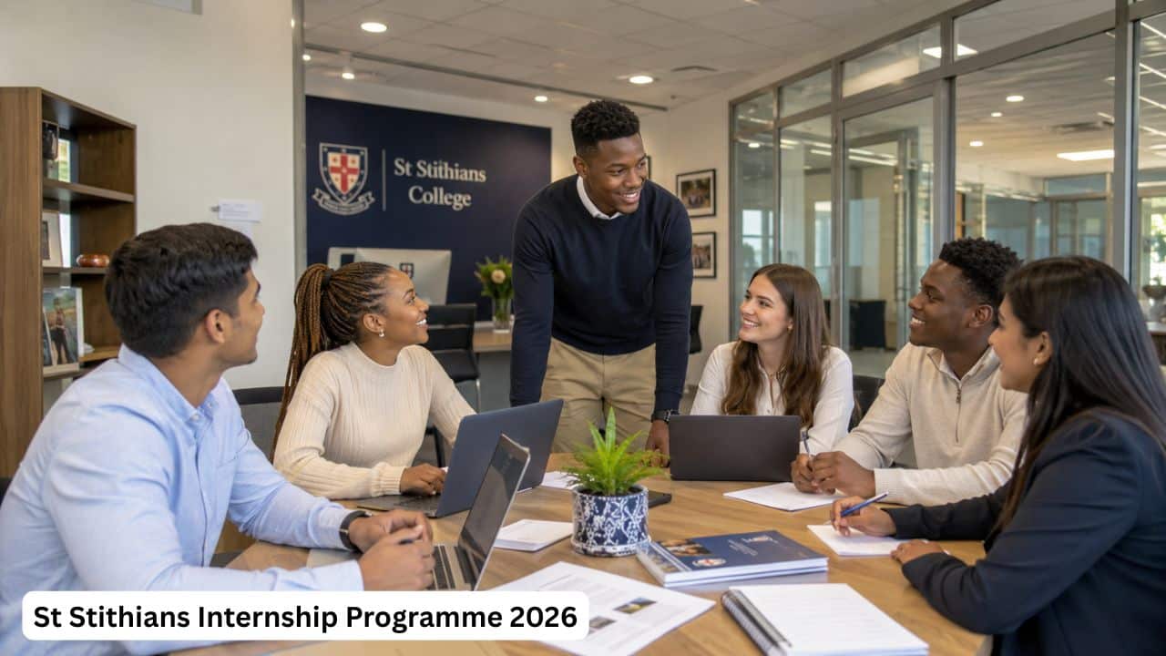 Young South African graduates attending an internship orientation session in a professional school office.