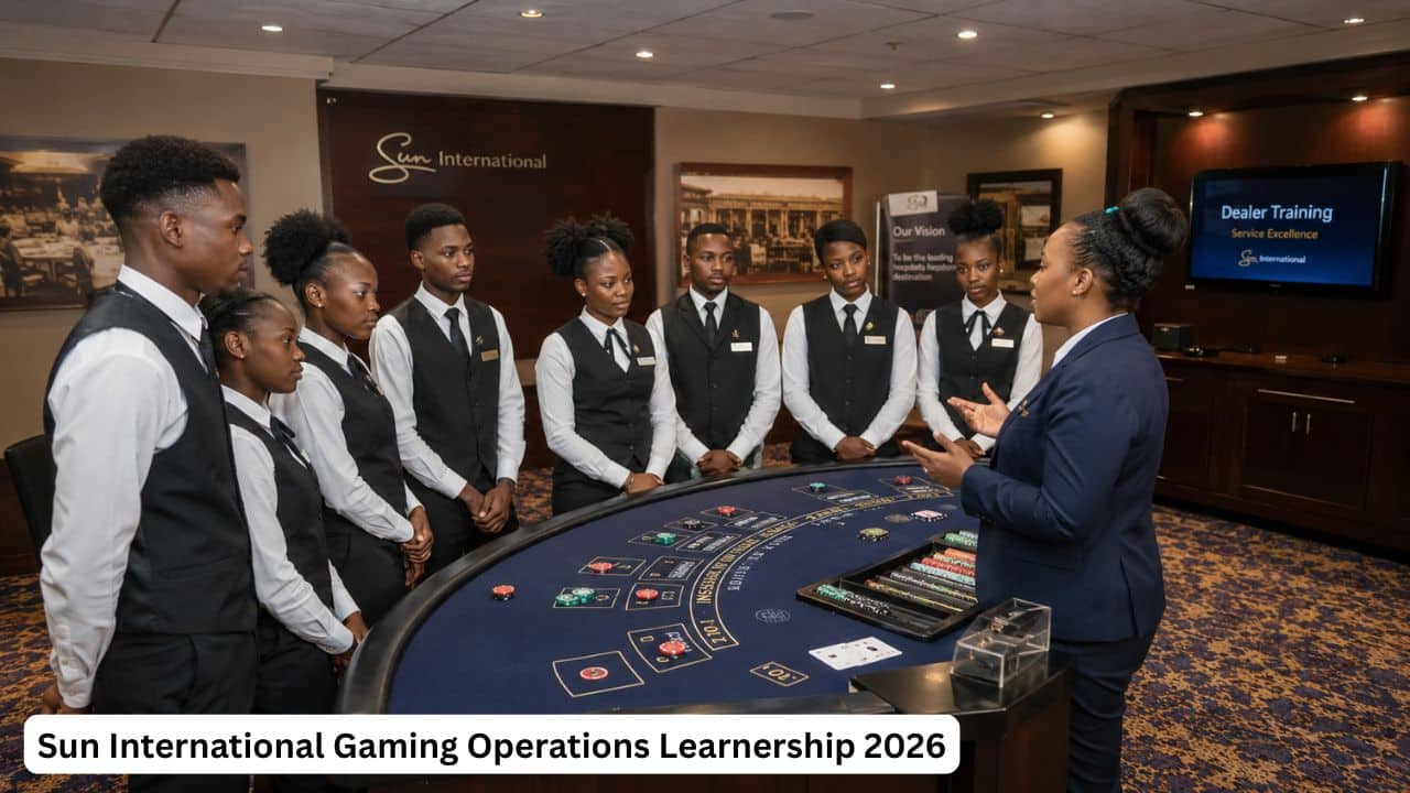 Young South African learners receiving gaming operations training for the Sun International learnership at Wild Coast Sun.