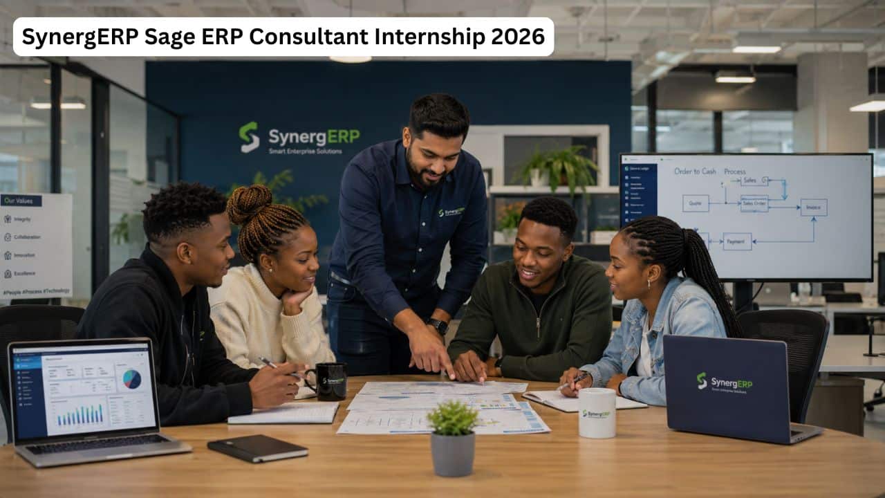 South African graduates learning ERP consulting skills during a SynergERP Sage internship