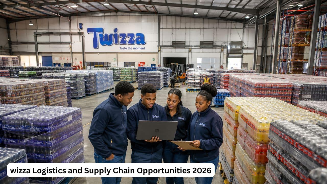 Young South African logistics and supply chain candidates gaining workplace experience in a Twizza warehouse environment