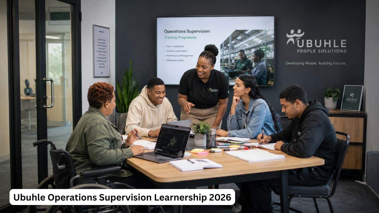 Young South African persons with disabilities attending operations supervision workplace training