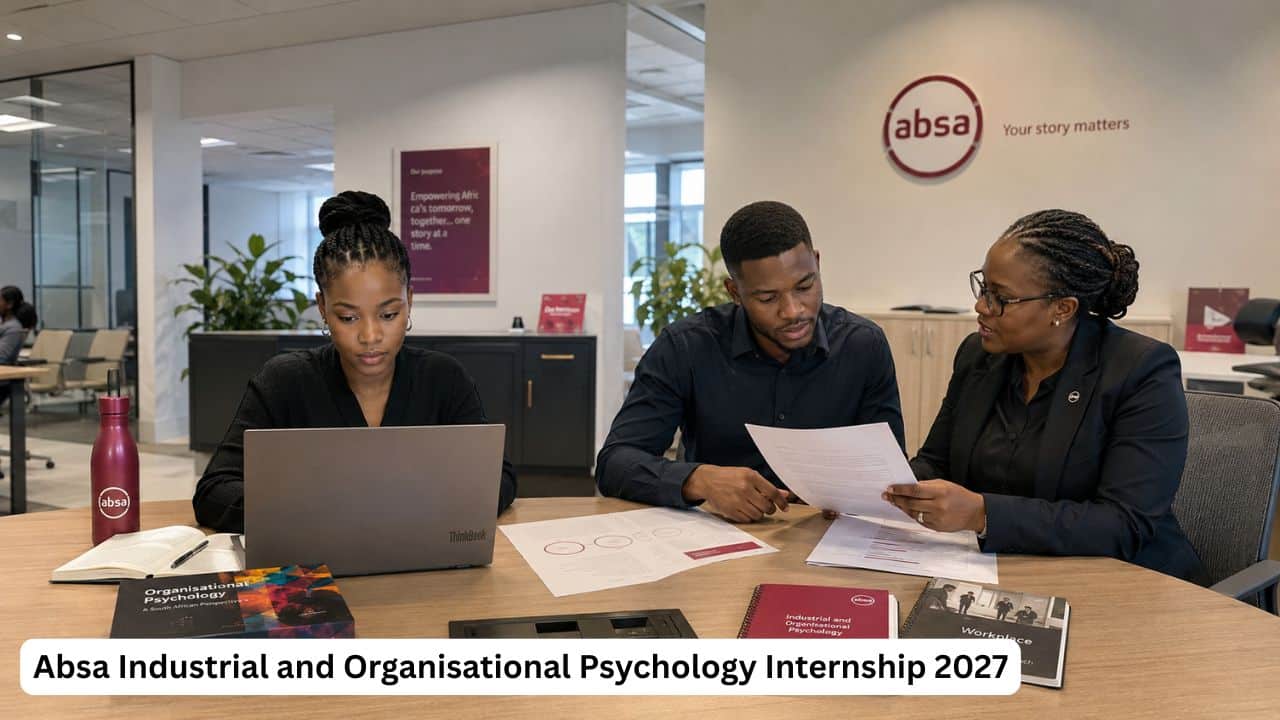 Young South African Industrial Psychology interns receiving supervised workplace training through the Absa internship programme.