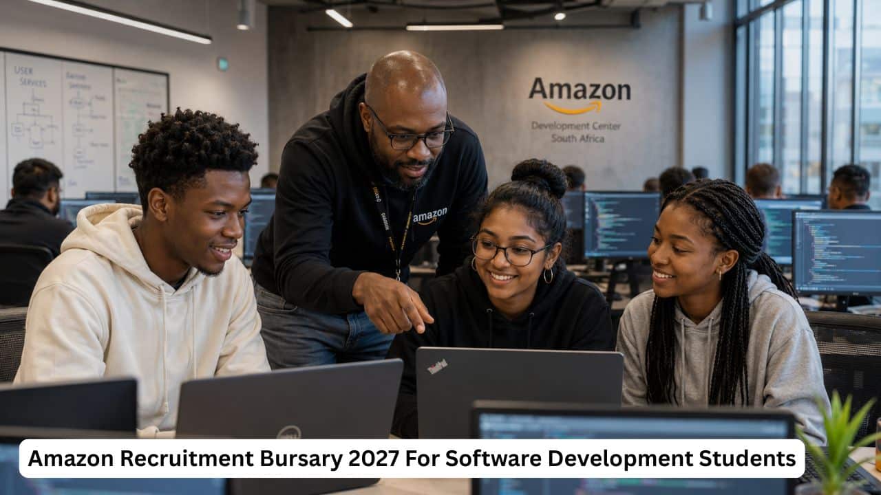 Young South African software engineering students preparing Amazon Recruitment Bursary applications
